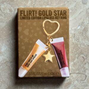 Flirt! Gold Star Limited Edition Lip Gloss Key Ring Set NIB .17 fl oz 5ml each